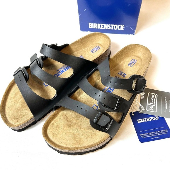 Birkenstock Shoes - Birkenstock Women EU 41 US 10 Florida Soft Footbed Birko-Flor Black Sandal Slide